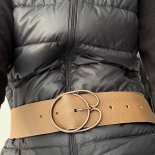 Women’s 1970s Copper Buckle Belt in Brown Grained Leather