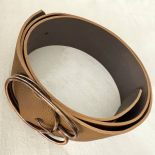 Women’s 1970s Copper Buckle Belt in Brown Grained Leather