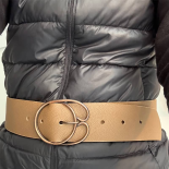 Women’s 1970s Copper Buckle Belt in Brown Grained Leather
