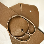 Women’s 1970s Copper Buckle Belt in Brown Grained Leather
