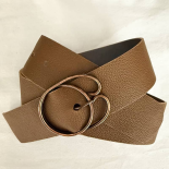 Women’s 1970s Copper Buckle Belt in Brown Grained Leather