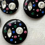 Beau Bouton Noir et Strass multicolore 34-45mm