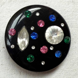 Beau Bouton Noir et Strass multicolore 34-45mm
