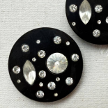 Grand Bouton Bijou Noir et Strass 44mm