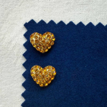 Citrine Yellow Rhinestone Heart Jewel Button 20-25mm