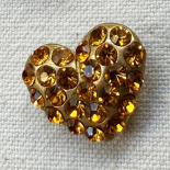 Citrine Yellow Rhinestone Heart Jewel Button 20-25mm
