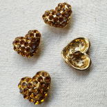 Citrine Yellow Rhinestone Heart Jewel Button 20-25mm