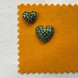 Emerald Green Rhinestone Heart Button 20–25mm