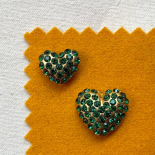 Emerald Green Rhinestone Heart Button 20–25mm