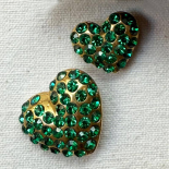 Emerald Green Rhinestone Heart Button 20–25mm