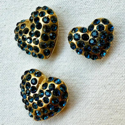 Sapphire Blue Heart Rhinestone Jewel Button 20–25mm