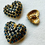 Sapphire Blue Heart Rhinestone Jewel Button 20–25mm
