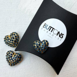 Sapphire Blue Heart Rhinestone Jewel Button 20–25mm
