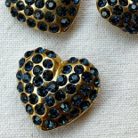 Sapphire Blue Heart Rhinestone Jewel Button 20–25mm