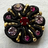 Elegant Passementerie Rhinestones Pearls Button 29mm