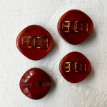 Red Jewel Button with Mini Buckle Inclusion 70s 24–27mm
