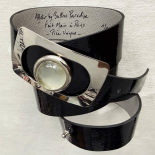 Women’s Belt Original 1970s Silver Buckle & Black Leather