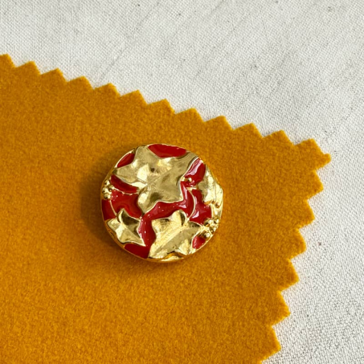 Bouton Design Or et Rouge Vigne Vierge 26-30mm