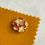 Gold & Red Virginia Creeper Design Button 26-30mm