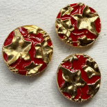 Gold & Red Virginia Creeper Design Button 26-30mm
