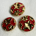 Gold & Red Virginia Creeper Design Button 26-30mm
