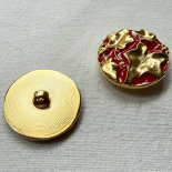 Gold & Red Virginia Creeper Design Button 26-30mm