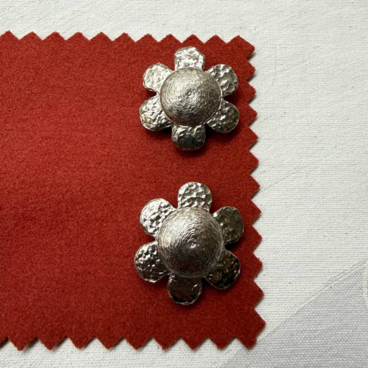 Large Silver Couture Flower Button 32mm