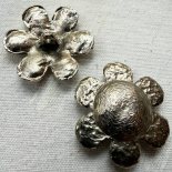 Large Silver Couture Flower Button 32mm