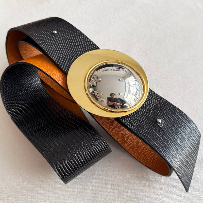 Vintage Deadstock Leather Pierre Cardin Reversible Black and Brown Belt Black Pierre Cardin Belt - Etsy main image 2