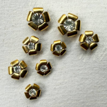 Bouton Bijou Strass Fleur Métal Doré 70s 12-15-18mm