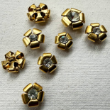 Bouton Bijou Strass Fleur Métal Doré 70s 12-15-18mm