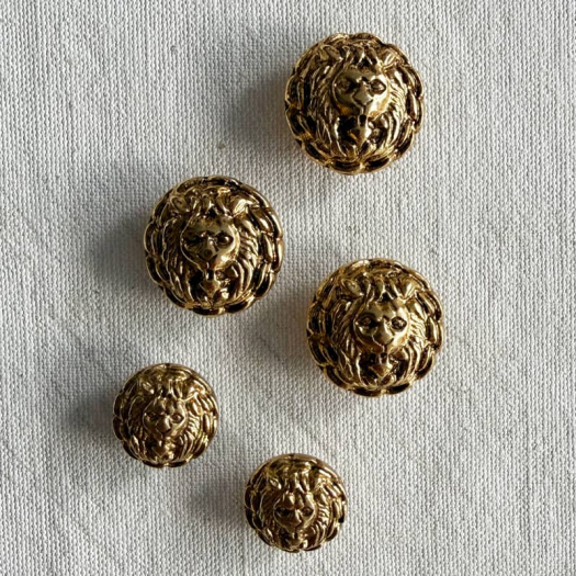 Beau Bouton Design Métal Doré Tête de Lion 15-20mm