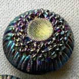 Boreal Lagoon Iridescent Glass Jewel Button 22mm