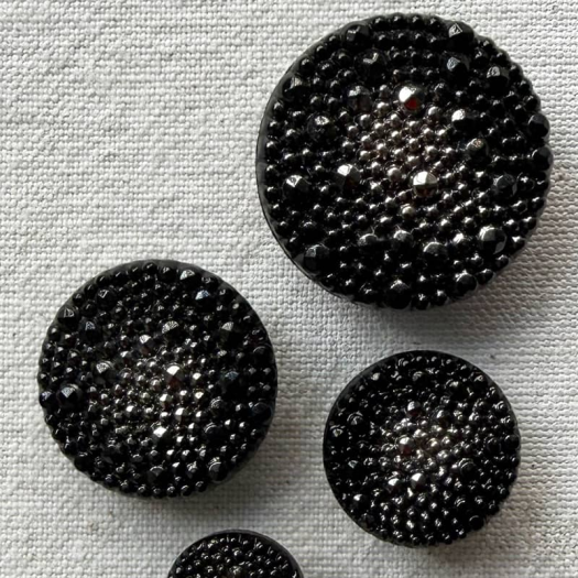Bouton Bijou Verre Noir Nuit Étoilée 13-18-23-27mm