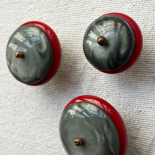 Red & Grey Satellite Cabochon Jewel Button 18-23mm