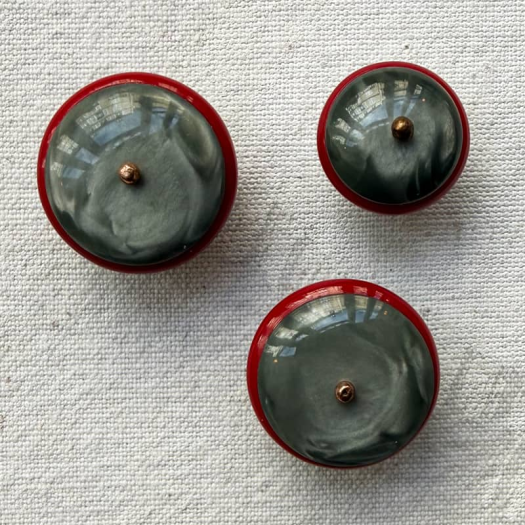 Red & Grey Satellite Cabochon Jewel Button 18-23mm