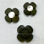 Khaki Flower & MOP Couture Button 18-20-22-24mm