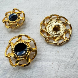 Bouton Bijou Couronne Noir & Or 22-25-30mm