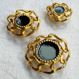 Bouton Bijou Couronne Noir & Or 22-25-30mm
