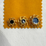 Bouton Bijou Couronne Noir & Or 22-25-30mm