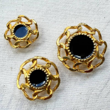Bouton Bijou Couronne Noir & Or 22-25-30mm