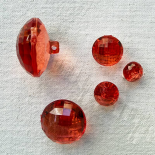 Bouton Bijou Rouge Corail Facetté 10–13–16–23–28mm