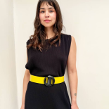 Ceinture Bijou Solaris Galalithe Noire & Cuir Jaune
