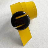 Ceinture Bijou Solaris Galalithe Noire & Cuir Jaune