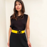 Ceinture Bijou Solaris Galalithe Noire & Cuir Jaune
