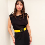 Ceinture Bijou Solaris Galalithe Noire & Cuir Jaune
