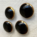 Bouton Bijou Verre Noir Absolu Doré 18mm