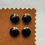 Vintage Black Glass Gold Rim Jewel Button 18mm