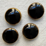 Bouton Bijou Verre Noir Absolu Doré 18mm