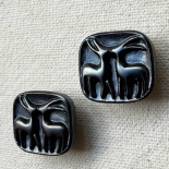 Bouton Bijou Verre Antilope Gris Étain 17mm